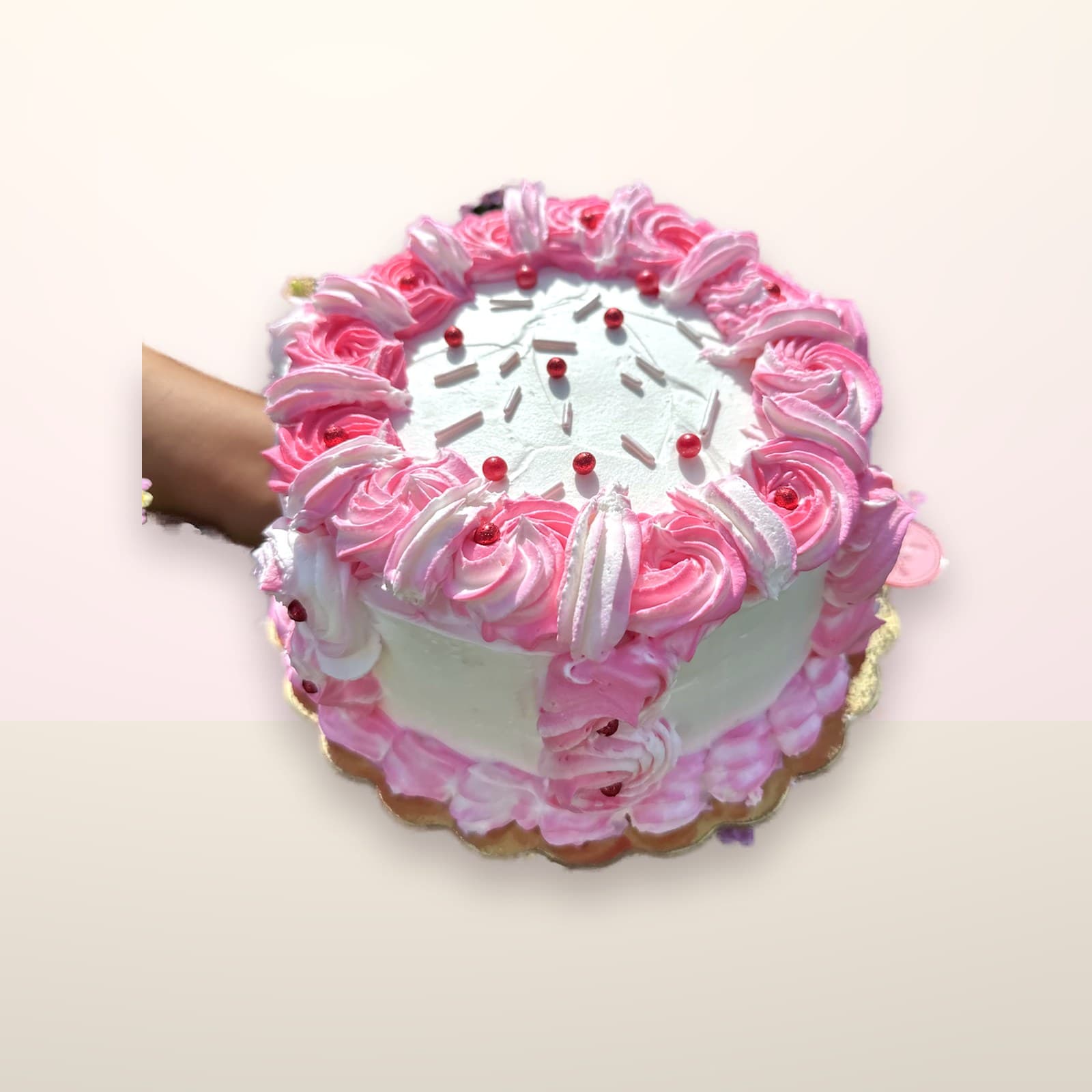 Torta decorada Rosada con Volados