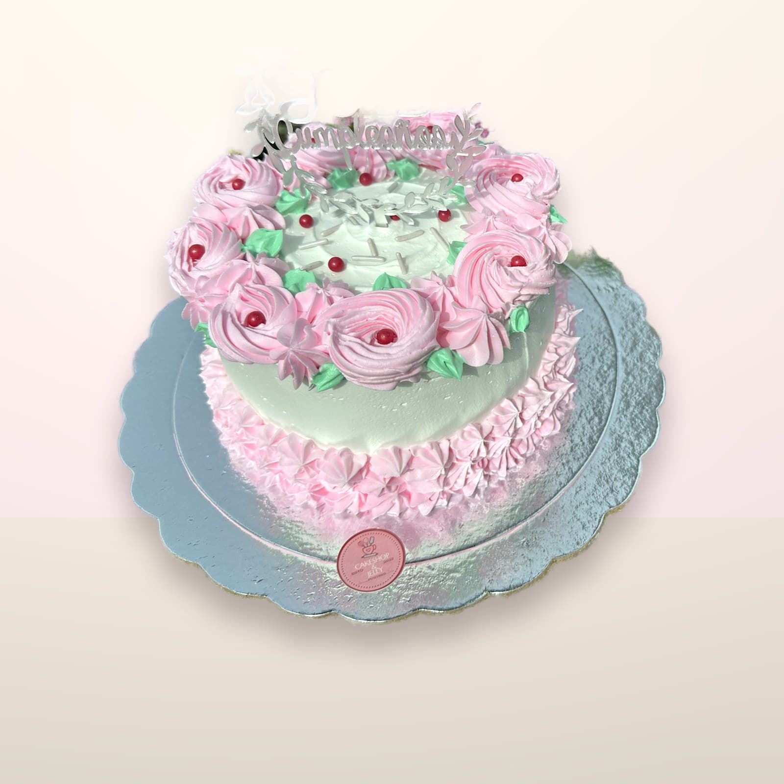 Torta infantil Dos Pisos Rosada con Donas