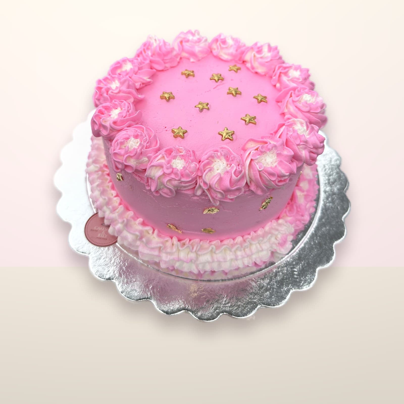Torta decorada Rosada con Perlas