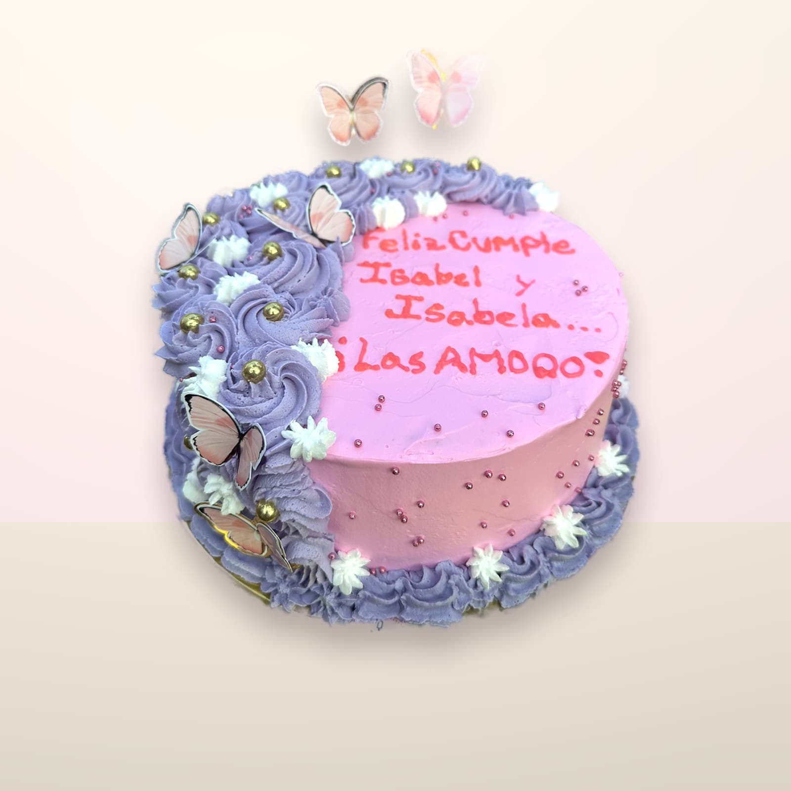 Torta decorada Lila con Dedicatoria